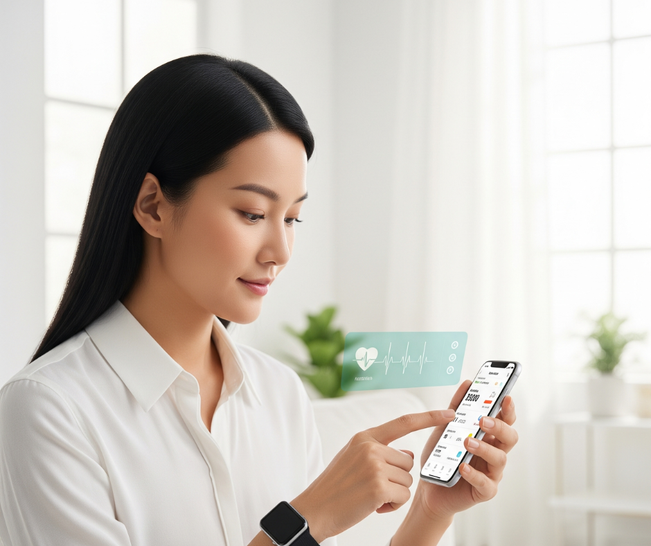 mulher suando smartphone