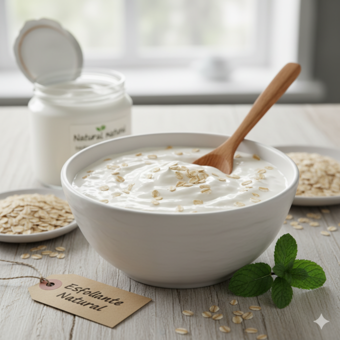 Esfoliante-de-Aveia-com-Iogurte-Natural 5 Esfoliantes Caseiros que Realmente Funcionam se sua Pele Está Áspera?