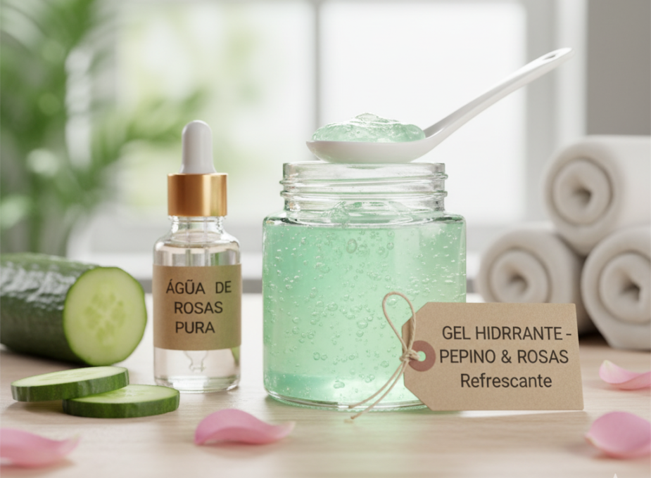 Gel-Hidratante-de-Pepino-e-Agua-de-Rosas 10 Hidratantes Caseiros Para o Rosto Com Resultados Surpreendentes: Receitas Naturais que Funcionam